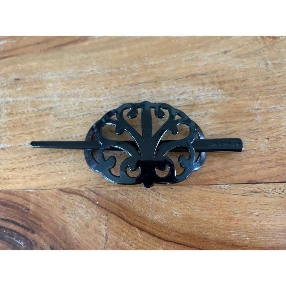 Delsol Black Vintage Hair Ornament Stick Bun Pin France Art Nouveau